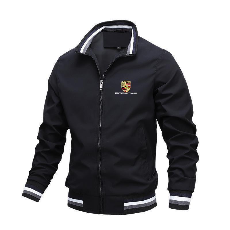 Latest 2025 Suitable for Porsche Logo Men's Stand Up Collar Korean Edition Sports Solid Color Casual Car Stickers
