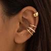 4Pcs/Set Fashion Gold Color Crystal Clip Earrings for Women Minimalist Metal C-shaped Fake Piercing Ear Cuff Ear Jewelry