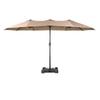 Large Outdoor Cafe & Terrace Sun Umbrella with Three-Head Center Pole
