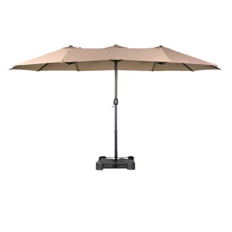 Large Outdoor Cafe & Terrace Sun Umbrella with Three-Head Center Pole