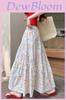 Falda Midi Floral de Mezcla de Algodón con Cintura Elástica para Uso Casual en Primavera Verano