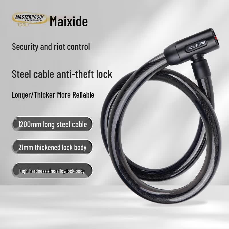 MASTERPROOF Thickened Anti-Theft Steel Cable Lock