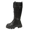 Women's Casual Long Riding Boots Women's Round Toe Square Heel Lace Up Leather Boots High Heels Boots for Women Sexy Size 12