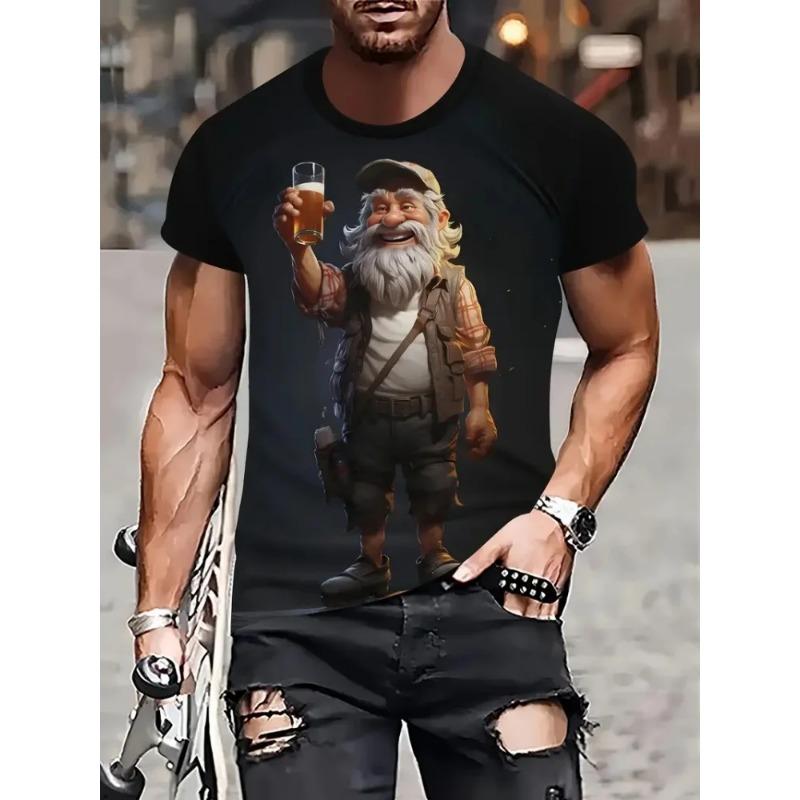 

Мужская футболка в стиле ретро с принтом пивного дедушки, 3D-печать, повседневная, свободного кроя, с коротким рукавом, с узором, спортивная одежда для улицы XS зелёный