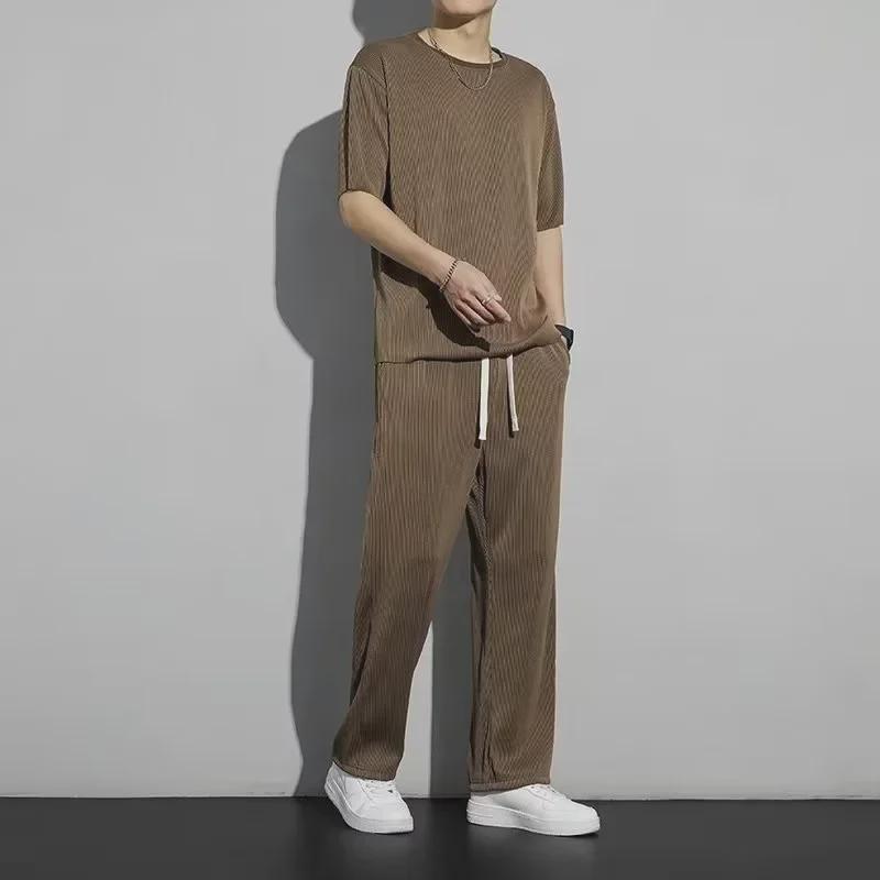 Pantaloni Sportivi Estivi in Seta di Ghiaccio da Uomo 2024: Abbigliamento Casual Trendy, Leggero, Traspirante e dalla Vestibilità Ampia