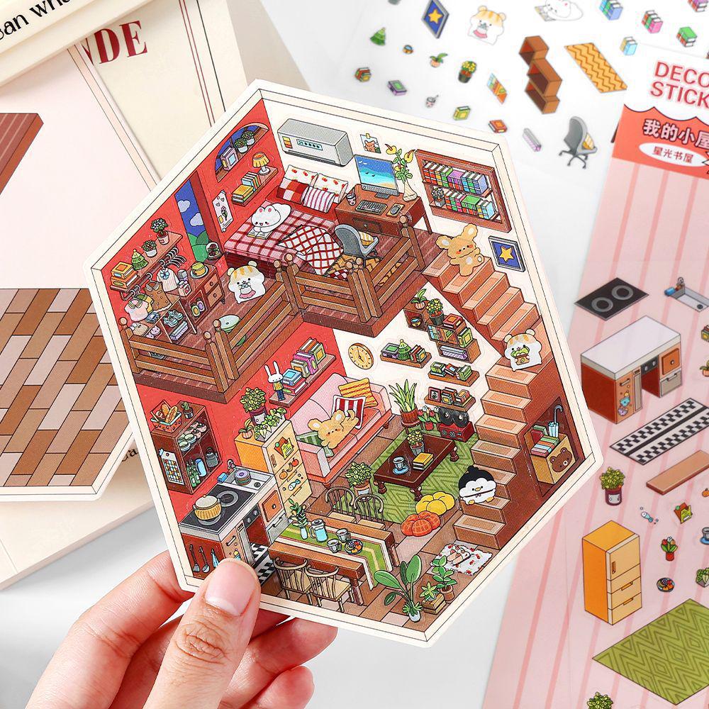 Infeel.Me My Little House 3D Scenery Stickers - Miniature Two-Layer Quiet Book Series