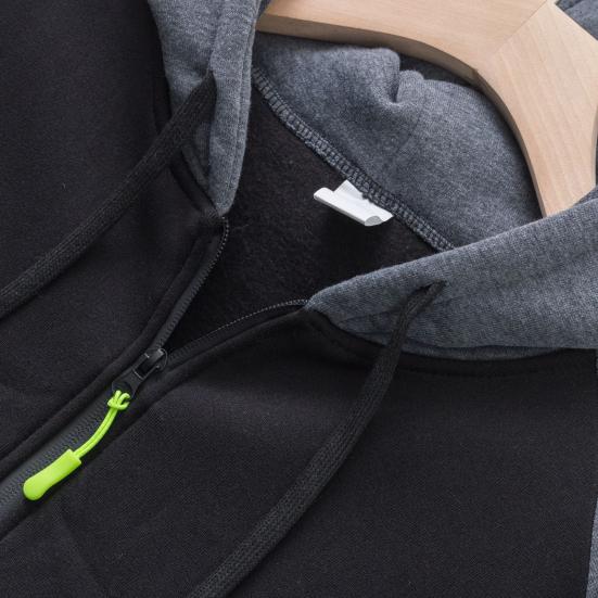 Men Hooded Jacket Autumn Winter Zip-up Hoodie Multi-Pocket Fleece Lined Sweatshirt Jacket for Daily