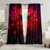 2 Stück Rote Spinnennetz HD Digitaldruck Vorhänge Heimdeko Wohnzimmer Schlafzimmer Stangentaschenvorhänge Arbeitszimmer Fenster Büro Heimdeko
