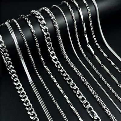 Collana unisex in acciaio al titanio con catena cubana - Stile hip-hop, design a osso di serpente, catena per clavicola coordinata