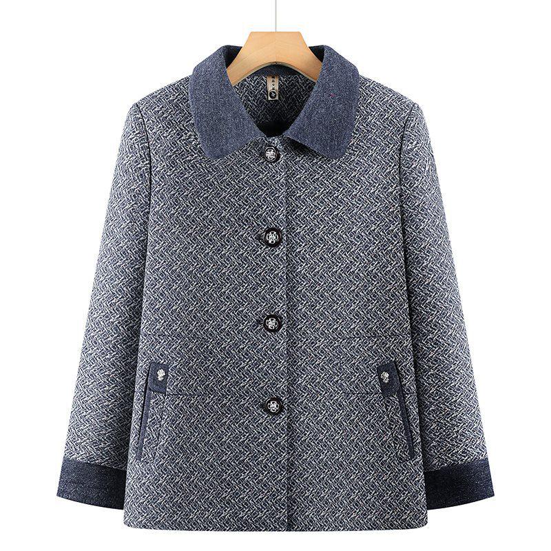 Spring Coat for Middle-Aged and Elderly Women, Lapel Design, Suitable for 60 to 80-Year-Olds, Ideal for Spring and Autumn