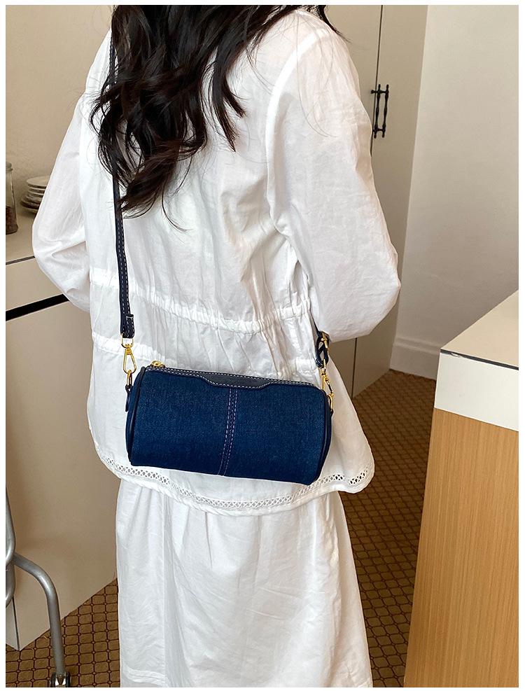 Women's 2026 Versatile Denim Cylinder Bag - Crossbody & Single-Shoulder