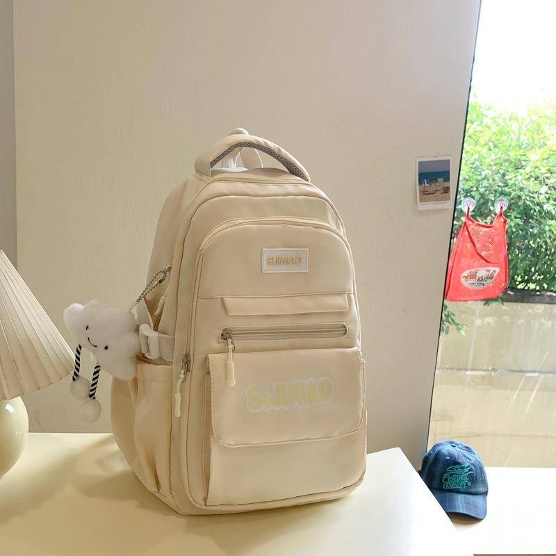 Schoolbag Korean Version Ins Simple Campus Soft Girl Girl Schoolbag Japanese Harajuku Style Large Capacity Solid Color Middle School Student Backpack