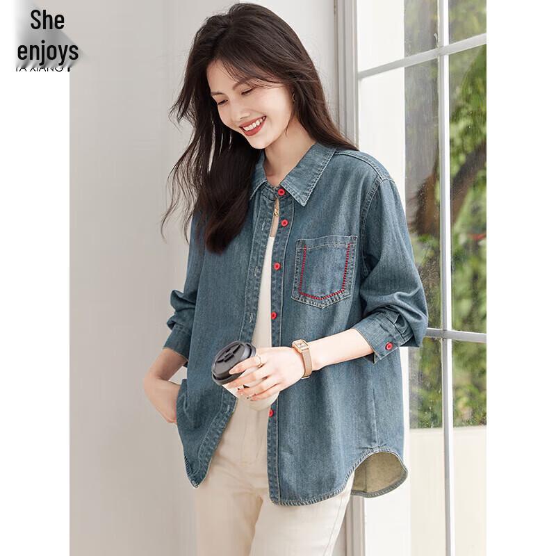

Women s Vintage Loose Denim Long Sleeve Shirt XL