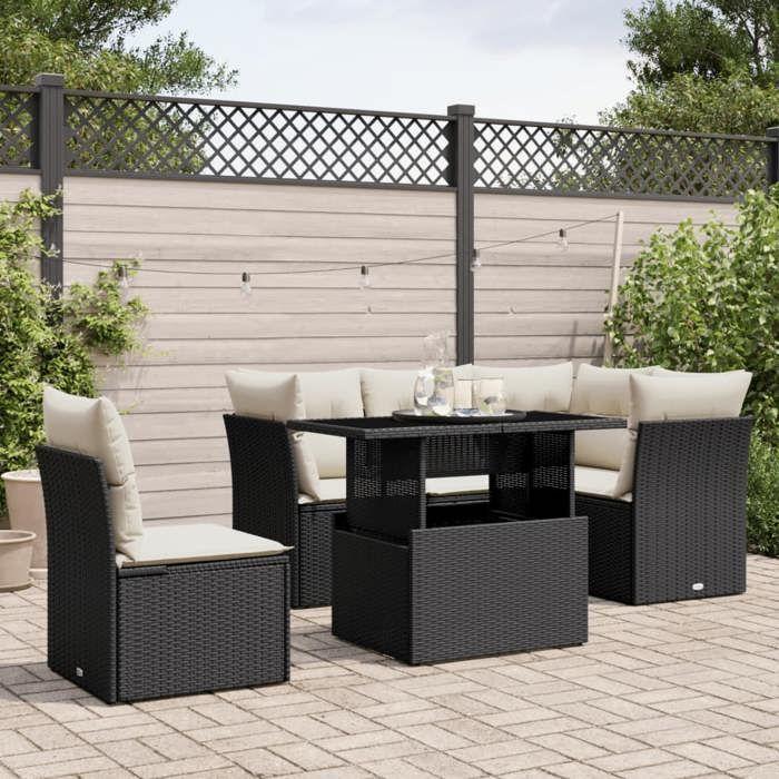 VidaXL Garden Lounge Set 6 Pcs with Cushions Black Wicker 3266586