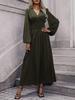 Modisches Europäisches/Amerikanisches Langarm-Schlitz-Rüschen-Laternenkleid für Damen, Herbst/Winter 2026