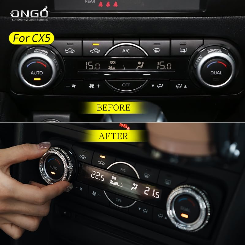 ONGOXD Mazda CX-5/CX-8/MX-5/2 6 Exclusive Start Switch Ring Diamond Crystal Decoration Plate Interior Parts