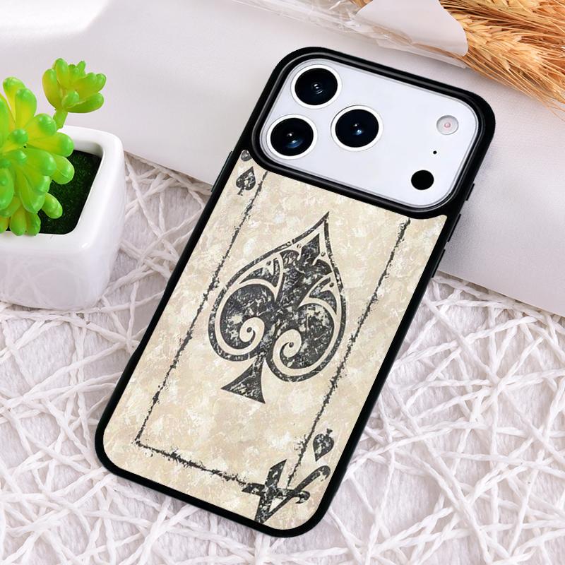 Ace of Spades Poker Phone Case for iPhone 17 Air 16 15 11 12 14 13 Pro Max Shockproof Cover