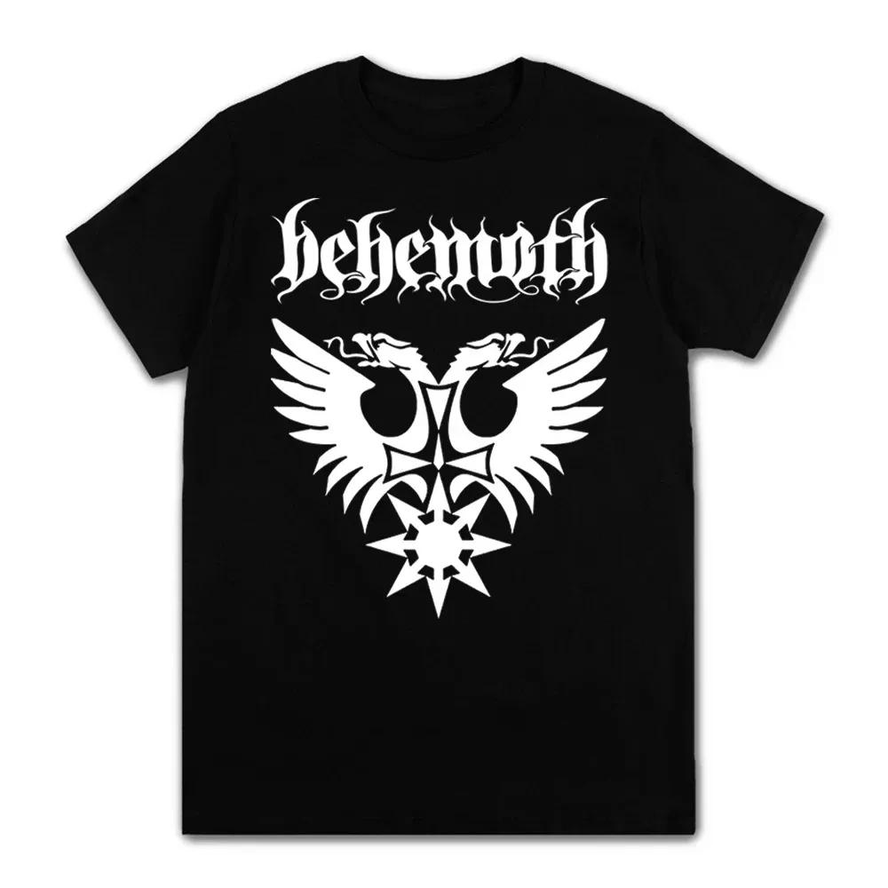 Men Clothing Summer T-shirts Black Metal Behemoth Printed O Neck Short Sleeve Tees Tops Oversized T Shirt Man Streetwear