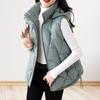 Gilet en coton pour femme, col montant, capuche, sans manches, coupe ample, couleur unie, fermeture éclair, gilet court, vêtements d'extérieur