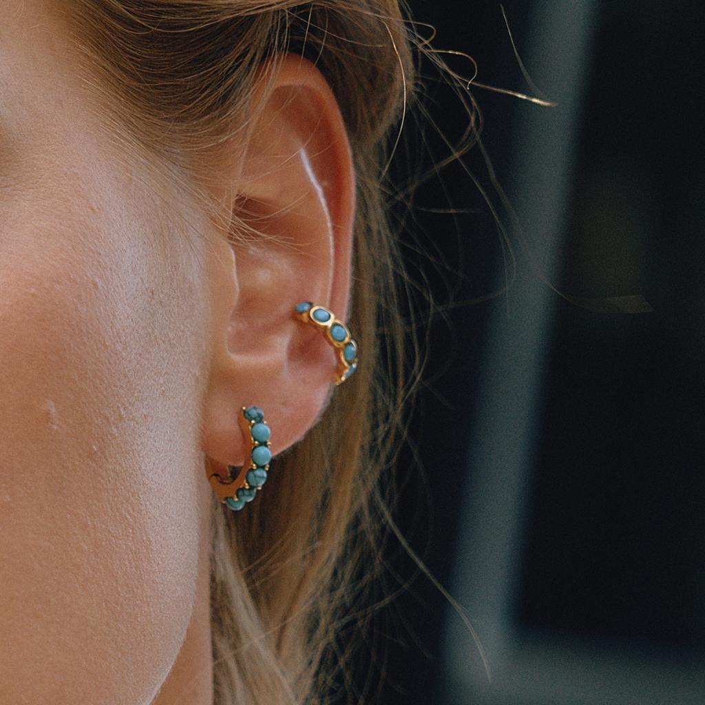 Titanstahl Imitation Perlen Ohrringe, Ohrringe, Türkis Ohrringe, Edelstahl verblasst nicht