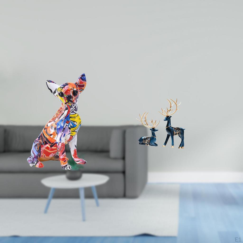 Animal Figurine Collection Realistic Puppy And Deer Statues Multicolor Craft Ornament for Living