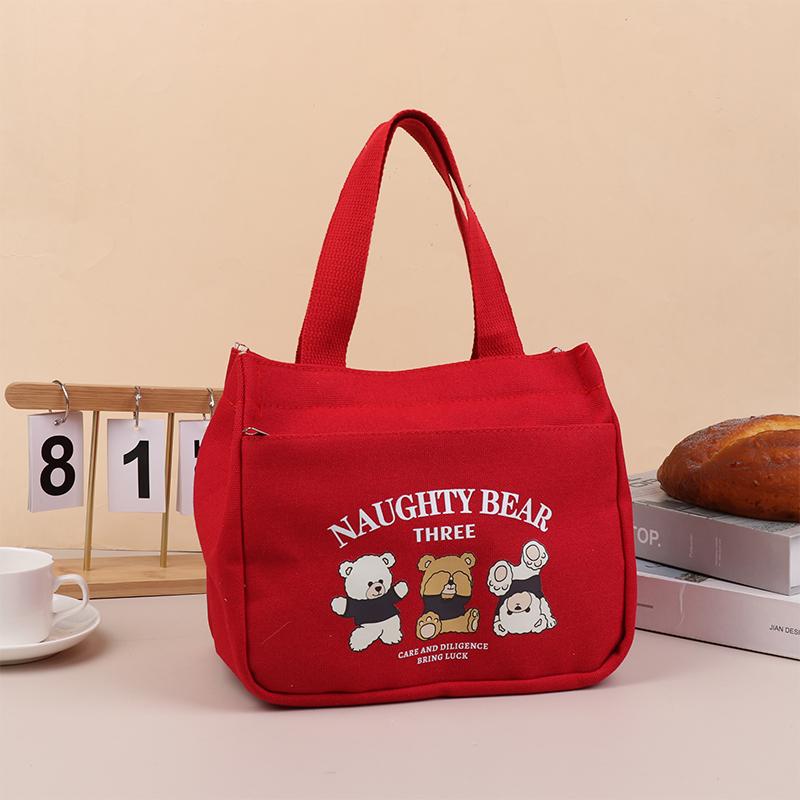 Cartoon Cute Printed Pattern Canvas Versatile Handbag Office Worker Lunch Bag Tote Bag Portable Outdoor Office Food Bags