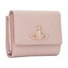 Vivienne Westwood Executive Clasp Metal 3D Logo Embossed Texture Design Leather Wallet Women wallet Pink 1320952073-070