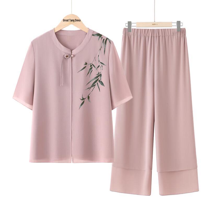 

Elegant Breathable Short-Sleeve Summer Set for Elderly Women L