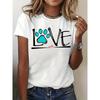 Dog Paw Lover Graphic Print T-shirt, Short Sleeve Crew Neck Casual Top for Summer & Spring, Women's Clothing
