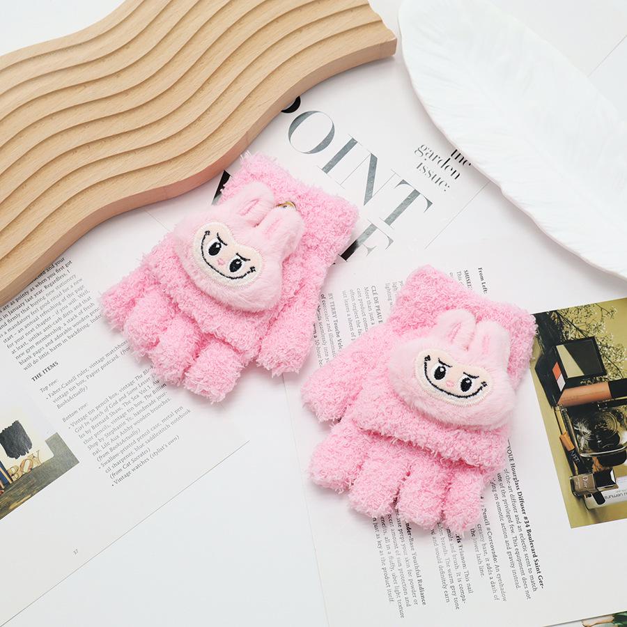 Kids' Winter Fingerless Flip-Top Writing Gloves – Warm Half-Finger Gloves for Boys & Girls