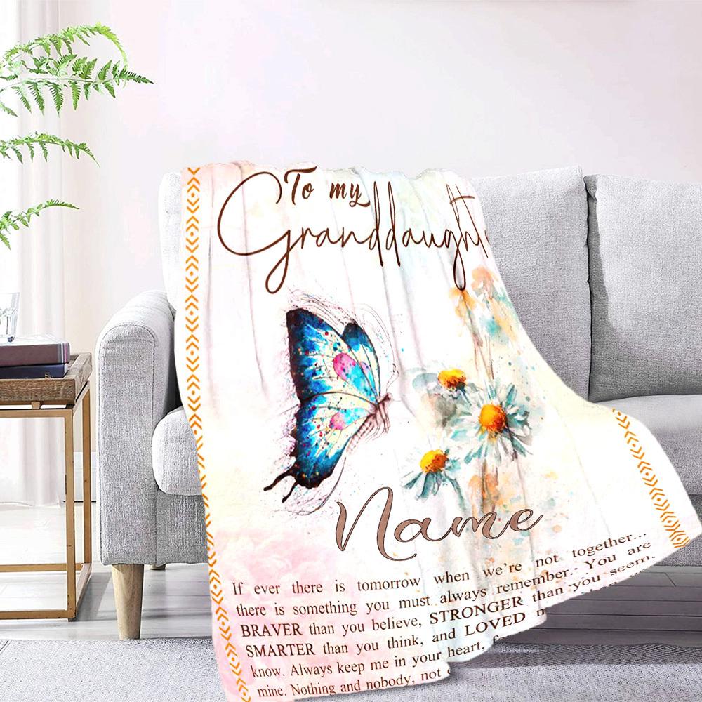 To My Granddaughter Home Customize Your Name Blankets Comfortable Soft Lightweight Multipurpose Blanket For Picnics Sofas Offices Beds Living Rooms