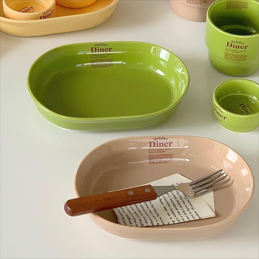 Ins wind exquisite ceramic plate tableware household western food plate steak pasta plate snack plate fruit salad plate