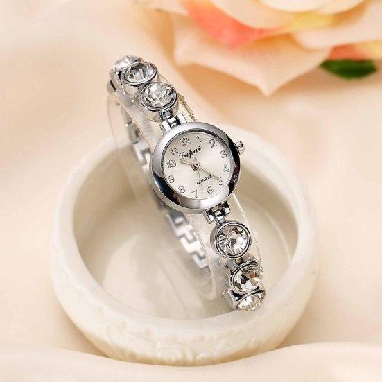Yousheng Ladies Elegant Wrist Watch Exquisite Women Bracelet Rhinestones Quartz Faux Crystal Small Dial Watch