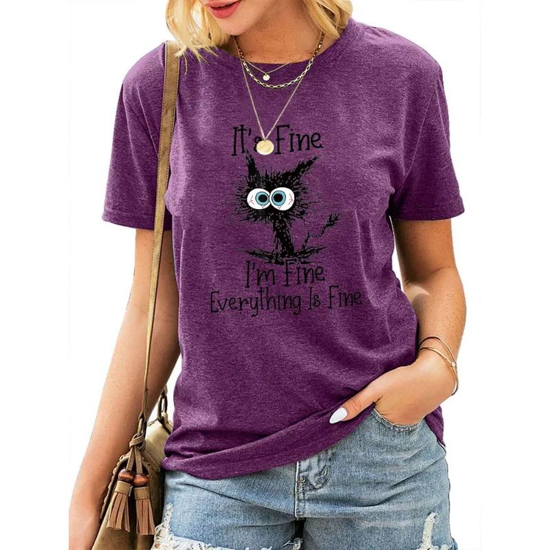 

Летний топ с круглым вырезом и принтом 3D Cat, модные повседневные женские футболки с короткими рукавами 6XL