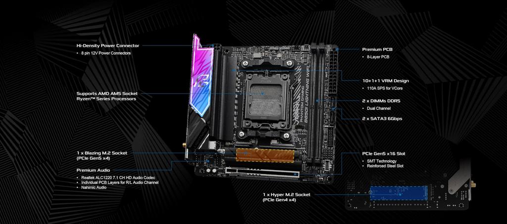 Asrock Motherboard B850I Lightning WiFi AMD Ryzen 9000 8000 7000 8000 7000 Serie CPU DDR5 Mini ITX Motherboard Autorisierter Distributor / / / / (Sockel