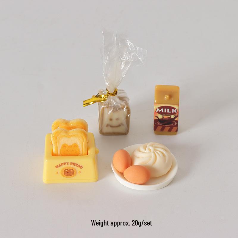 Miniature Dollhouse Breakfast Set: Toaster & Milk Kitchen Accessories Toy