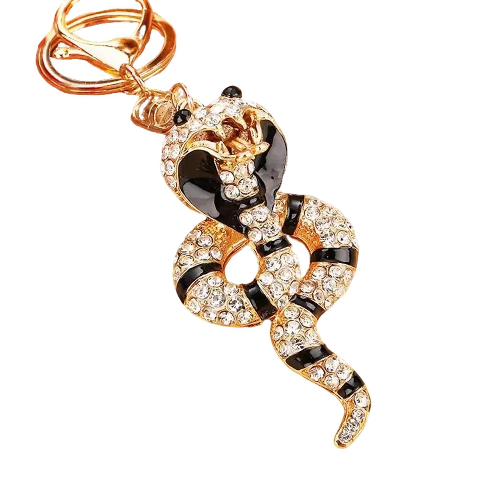 

Элегантный брелок для ключей в виде змеи, стильный аксессуар для кошелька, текстура сплава, бижутерия для подарка на год змеи чёрный