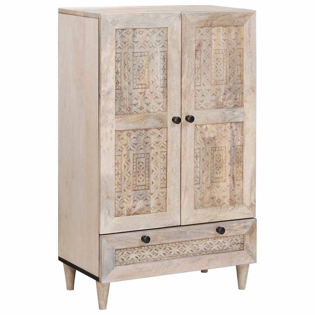 Highboard White 60 x 33 x 100 cm Solid Mango Wood
