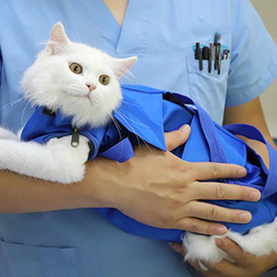 Cat Pouch Carrier Backpack Adjustable Pet Sling Bag with Storage Pocket for Grooming Vet Visits Medication Administration Dental Care Nail Trimming
