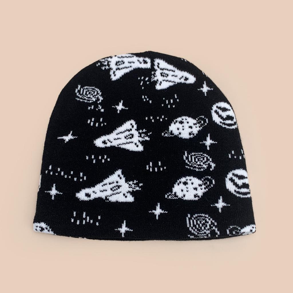 1pc Rocket Planet Jacquard Beanies Hat,Winter Warm Hip Hop Personal Warm Head Cap,Suitable for Winter Outdoor,climbing Skiing