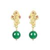 Eco-friendly Sand Gold & Green Chalcedony Vintage Earrings - Yearly Abundance Style in 925 Silver Needle & Copper