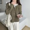 Sanfte weiche wachsige Zopfstrickjacke Damen Herbst und Winter Neu Fauler Stil Locker Kurz Gestrickte Cardigan Top