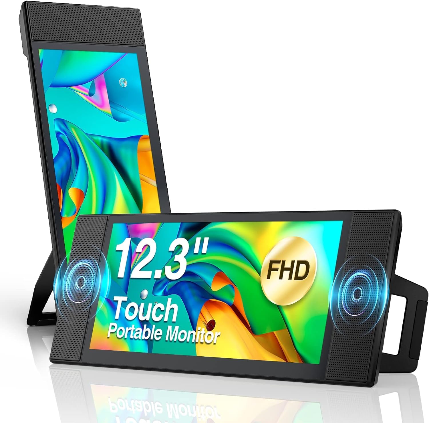 

Kwumsy L1 Mobile Monitor Touch Panel Inch FHD 1920 x 860 Aspect Ratio IPS Viewing Angle 60Hz 10 Point Touch Dual Speakers with Stand Elongated Sub