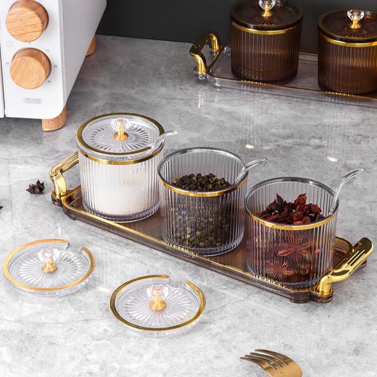 Acrylic Spice Jars Sealed Moisture-Proof Seasoning Container Kitchen Storage Rack