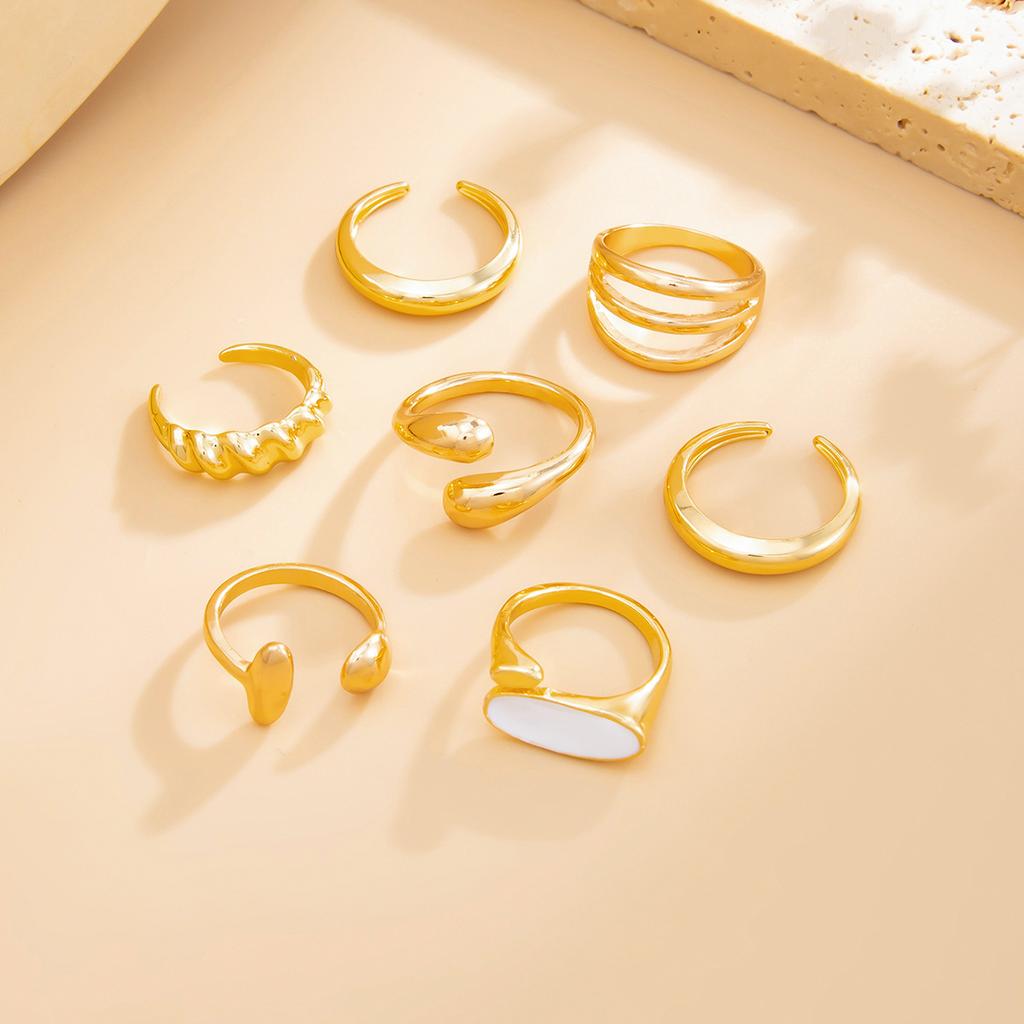 Irregular Exaggerated Punk Retro Ring Set Boho Hollow Out Jewelry Gifts Accessories for Woman Girl Geometric Metal Opening Rings Gold Silver Color