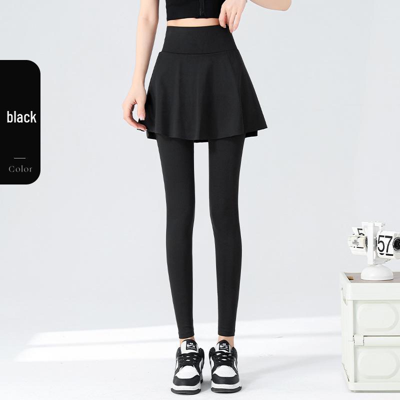 

High-Waisted Women s Yoga Pants with Skirt Overlay, Breathable and Hip-Lifting for Running and Fitness M