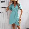 Summer new dress solid color waist temperament elegant invisible zipper women's clothing