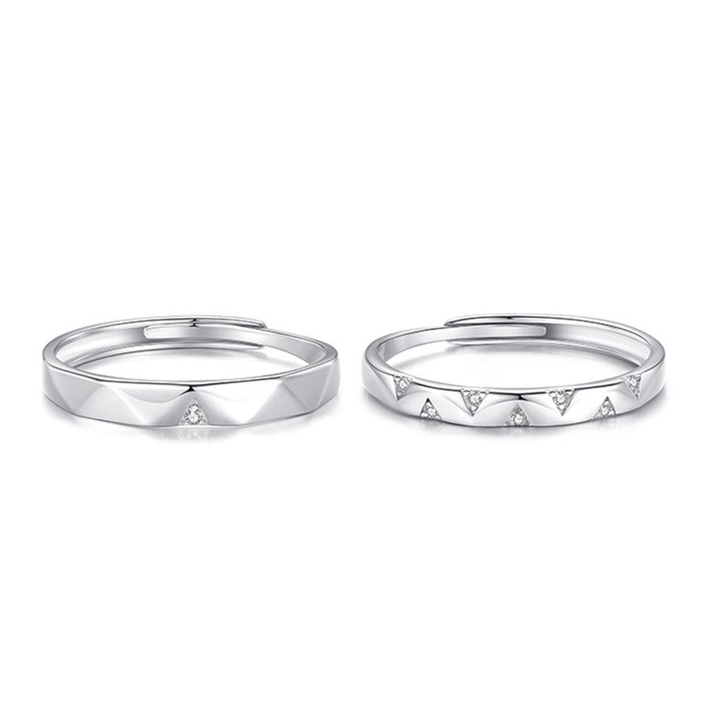 Korean Style Star Diamond Couple Open Ring, Adjustable Rhombus Niche Design