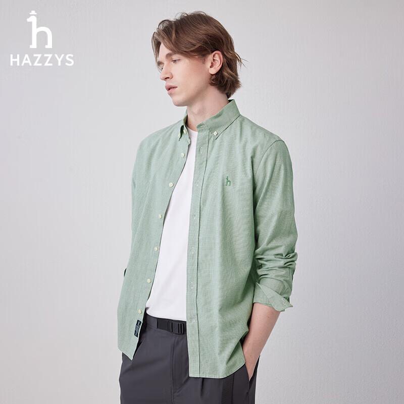 HAZZYS Men s Houndstooth Cotton Linen Long Sleeve Shirt 50