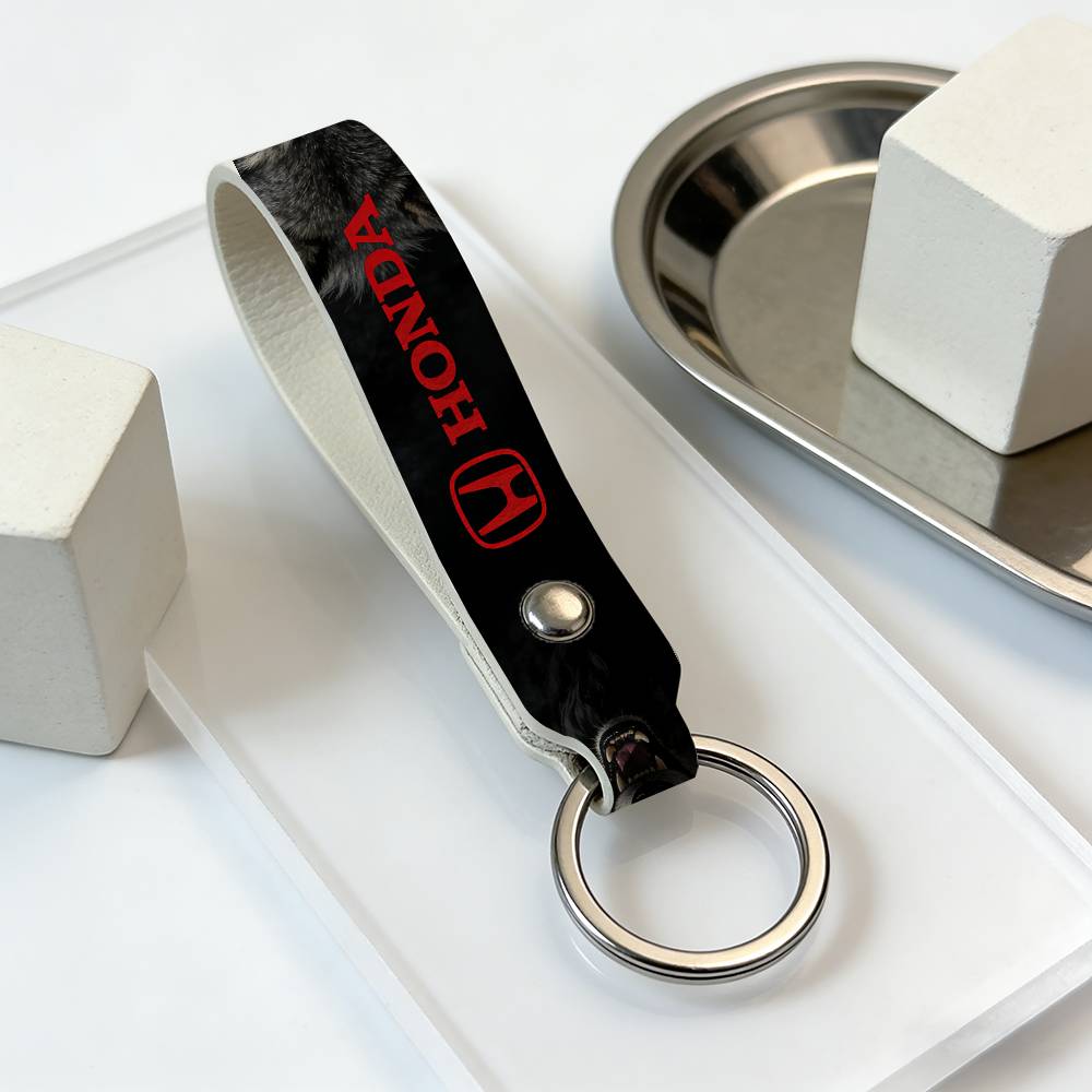 For Honda High Quality PU Leather Moto Keychain Vintage Style Key Pendant For Scooter Motocross TV7
